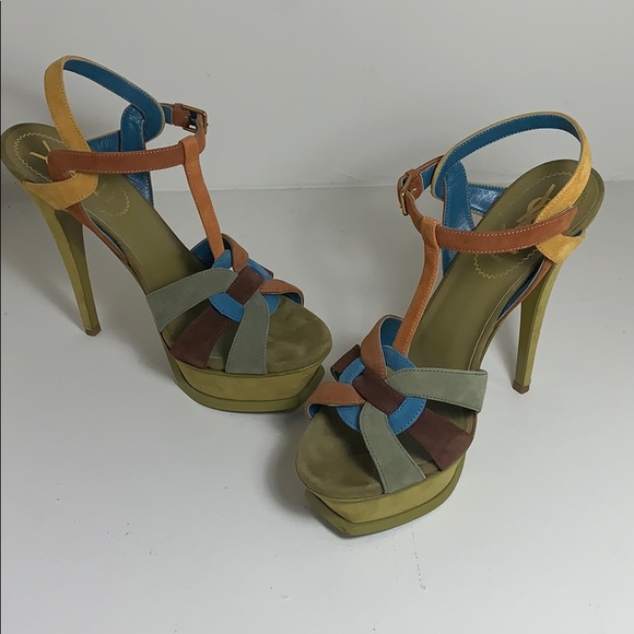 Yves Saint Laurent Tribute suede platform sandals - Picture 3 of 4